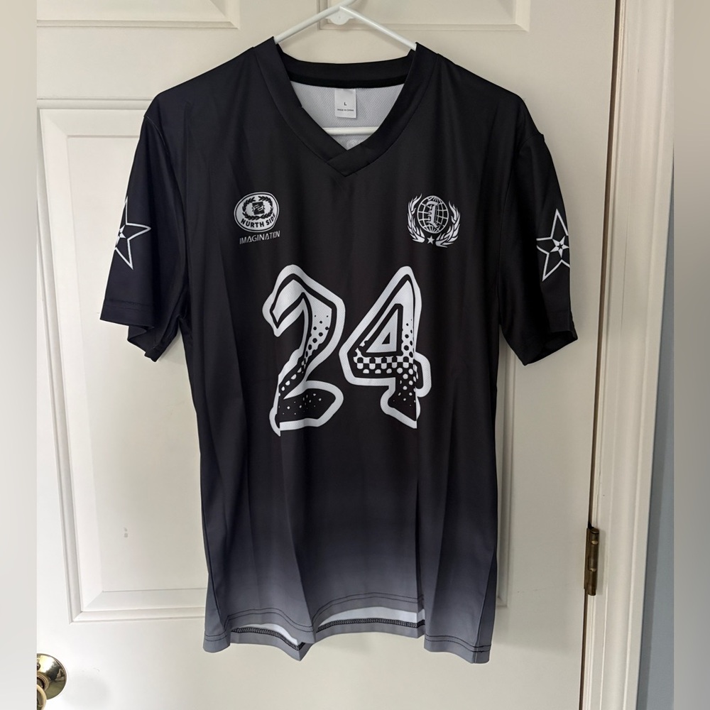 Inflation Streetwear Brand Black Gradient Short Sleeve Jersey with White '24'